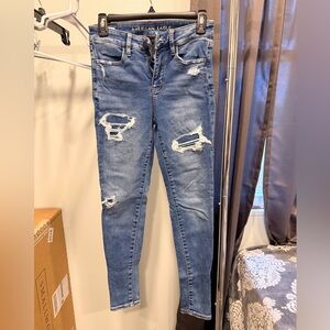 American Eagle Outfitters Ripped Blue Skinny Jeans